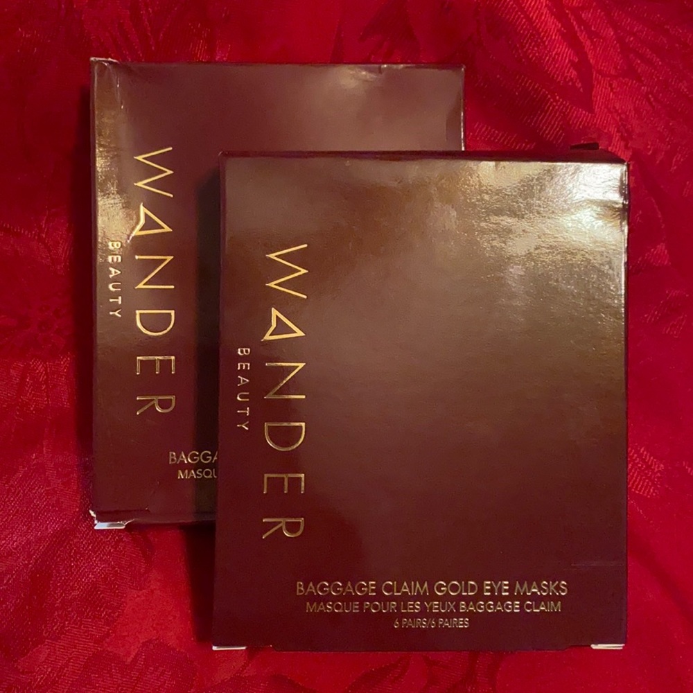WANDER BEAUTY BAGGAGE CLAIM GOLD EYE MASK 6 mask per box listing is for 1 box.
